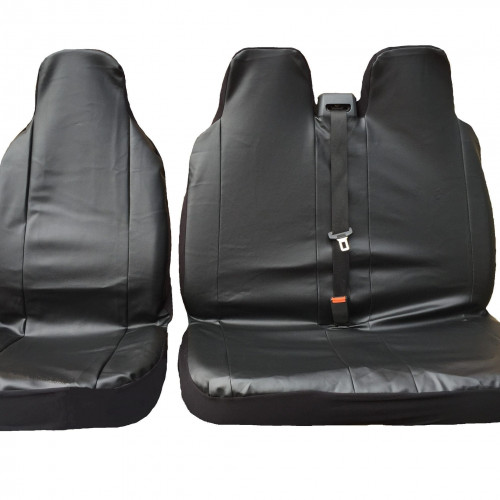 2+1 Black Leather Look Van Seat Covers