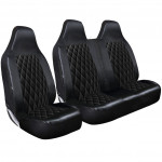 2+1 Black Leather PVC Diamond Pattern Quilting Van Seat Covers
