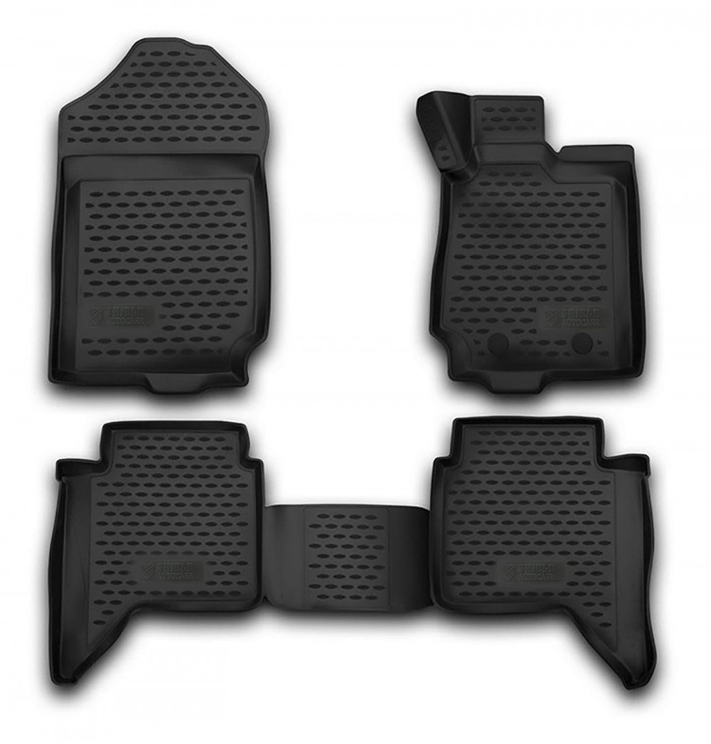 3D Rubber Tray Floor Mats Tailored for Ford Ranger Double Cab 2011->ON