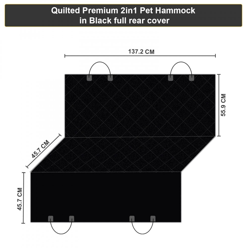 Heavy Duty Universal 3in1 Rear Seat, Quilted Pet Hammock Boot Liner