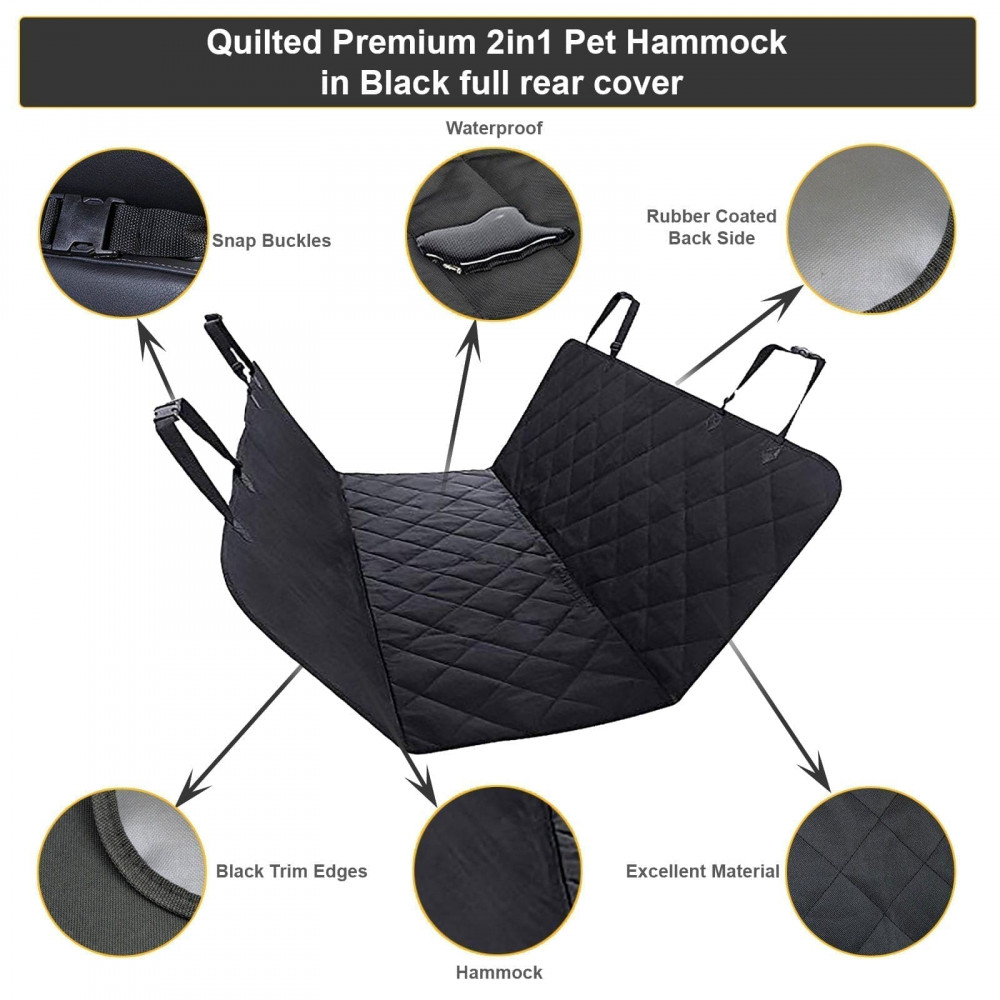 Heavy Duty Universal 3in1 Rear Seat, Quilted Pet Hammock Boot Liner