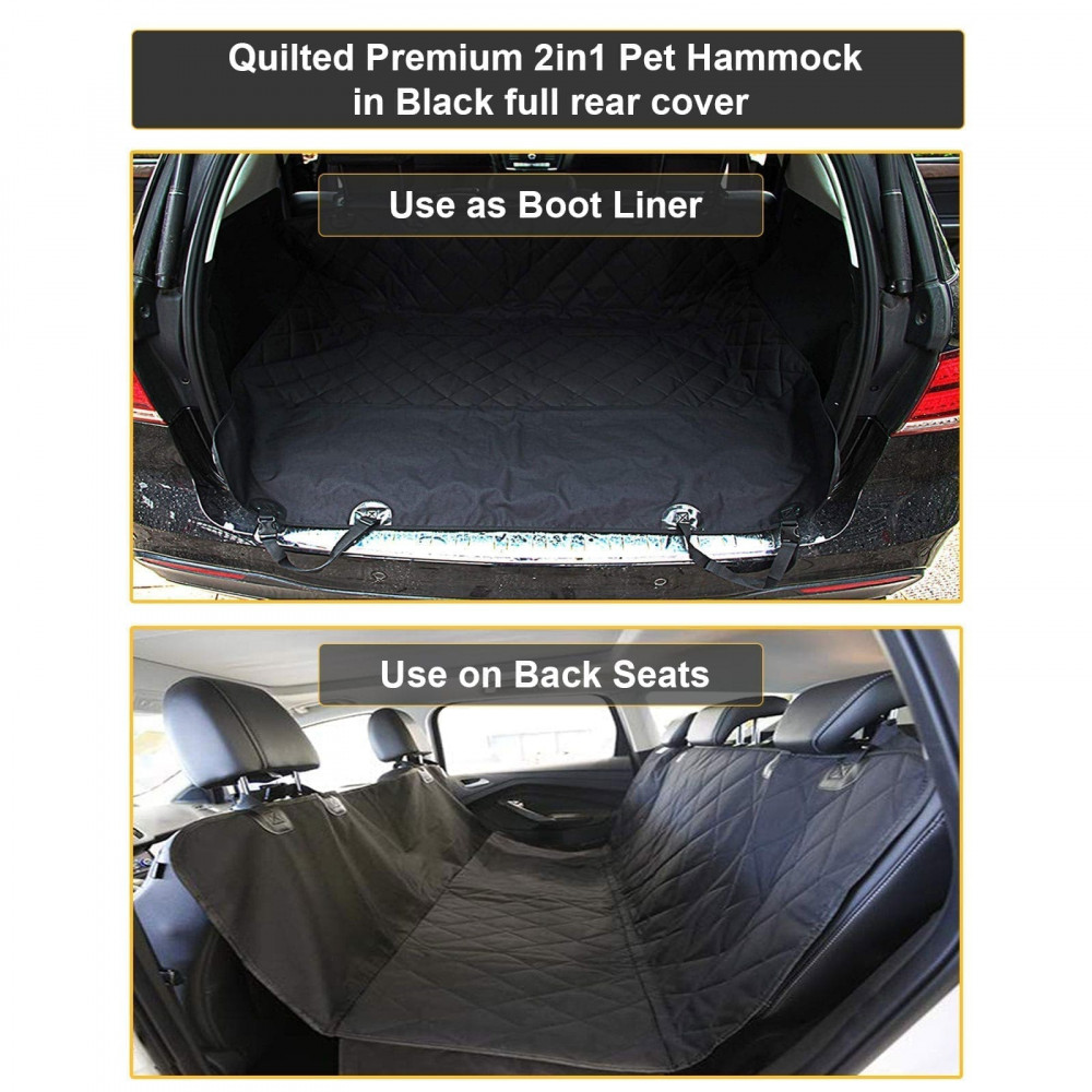 Heavy Duty Universal 3in1 Rear Seat, Quilted Pet Hammock Boot Liner