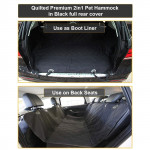 Heavy Duty Universal 3in1 Rear Seat, Quilted Pet Hammock Boot Liner