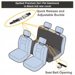 Heavy Duty Universal 3in1 Rear Seat, Quilted Pet Hammock Boot Liner