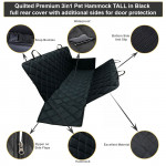 Heavy Duty Universal 3in1 Rear Seat, Quilted Pet Hammock Boot Liner with Side Pannels