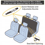 Heavy Duty Universal 3in1 Rear Seat, Quilted Pet Hammock Boot Liner with Side Pannels