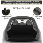Heavy Duty Universal 3in1 Rear Seat, Quilted Pet Hammock Boot Liner with Side Pannels