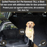 Heavy Duty Universal 3in1 Rear Seat, Quilted Pet Hammock Boot Liner with Side Pannels