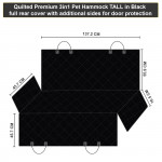 Heavy Duty Universal 3in1 Rear Seat, Quilted Pet Hammock Boot Liner with Side Pannels