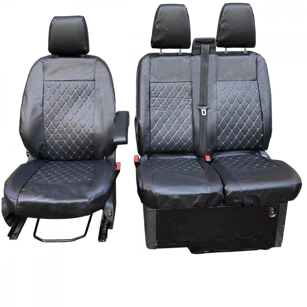 Ford Transit Custom 2013-ON Tailored Diamond Quilted Leather Seat Covers