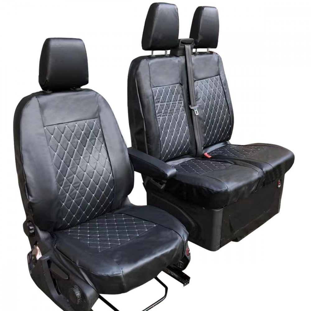 Ford Transit Custom 2013-ON Tailored Diamond Quilted Leather Seat Covers