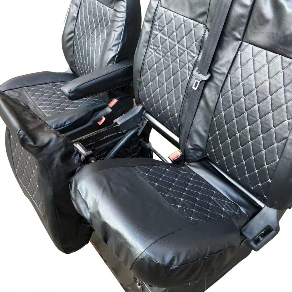 Ford Transit Custom 2013-ON Tailored Diamond Quilted Leather Seat Covers