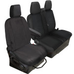 FULLY TAILORED BLACK POLYESTER SEAT COVERS for FORD TRANSIT CUSTOM 2013-21