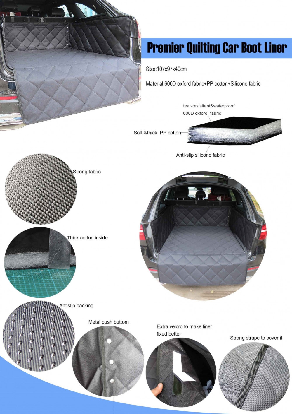 Heavy Duty Headrest Mesh Grill Pet Barrier + Luxury Quilted Boot Liner