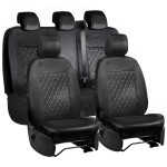 TAILORED HEAVY DUTY FULL SET 9pc DIAMOND QUILTED BLACK SEAT COVERS for FORD RANGER T6