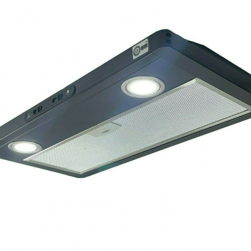 Shield Autocare© 12v Camper Exhaust Cooker Hood 2x downlights Black Stainless Steel