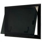 flat campervan window with black blind fly net 15