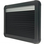 flat campervan window with black blind fly net 7