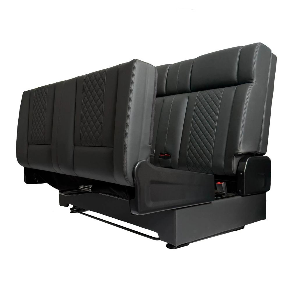 black campervan rock and roll bed 34 quarter quilted leather 4
