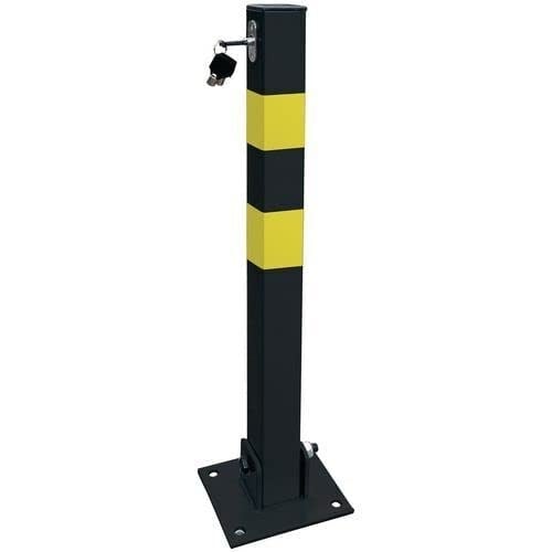 parking bollard pole black yellow shield
