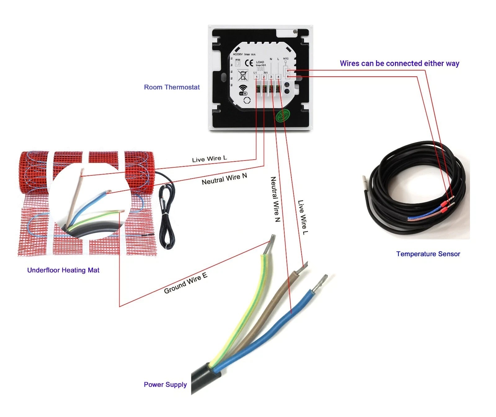 underfloor heating mat kit wires diagram